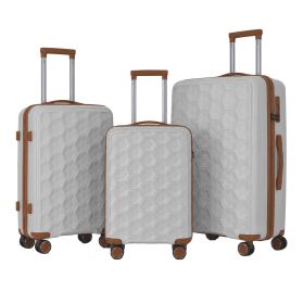 3-Piece PP Hardshell Luggage Set, Lightweight Suitcases with 4 Silent Spinner Wheels & TSA Lock, 20"/24"/28", Grey