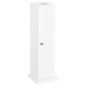 Toilet Paper Storage Cabinet 26" Narrow Bathroom Organizer Floor Standing White