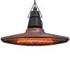 1500W Electric Patio Heater, IP65 Hanging Infrared Carbon Fiber Tube Outdoor Heater with Remote Control, Brown