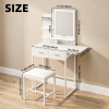 White Vanity Desk with LED Mirror, Makeup Vanity Table with 2 Drawers, Built-in Power Outlet & USB Ports