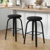 Swivel Bar Stools Set of 2, Bar Height Backless 30″ Bar Stool, Fabric Upholstered Seat, Sturdy Wood Legs and Metal Footrest