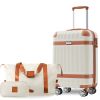 Hardshell Luggage Set 3-Piece, 20 Inch Carry-On Suitcase with Spinner Wheels TSA Lock, Lightweight Durable ABS for Travel Business, Cream