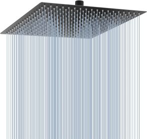 16 Inch Oversize Stainless Steel Rain Shower Head - Matte Black High Pressure Shower Head