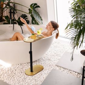 Bath Tub Tray Table, Liftable Freestanding Bamboo Bath Tray Caddy for Tub Against Wall