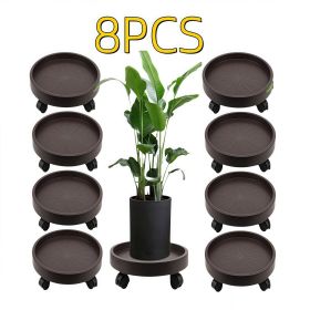 8 Pack Plant Caddy with Wheels Heavy Duty 13 Inch Plant Dolly with Locking Casters Rolling Plant Stand for Indoor Outdoor, Brown