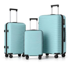 3-Piece PP Hardshell Luggage Set, Lightweight Durable Suitcases with 4 Silent Spinner Wheels, TSA Lock & Scratch-Resistant Surface, 20"/24"/28"