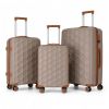 3-Piece PP Hardshell Luggage Set, Lightweight Suitcases with 4 Silent Spinner Wheels & TSA Lock, 20"/24"/28", Coffee Brown