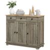Modern Sideboard, Buffet Cabinet with Storage Cabinets, Drawers and Adjustable Shelves for Living Room, Washed Grey