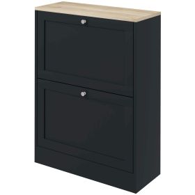 Slim Shoe Storage Cabinet, Modern Shoe Cabinet with 2 Flip Drawers and Adjustable Shelves for 12 Pairs, Black