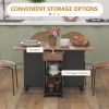 Rustic Brown Folding Dining Table with Drawer And Shelves Space Saving Drop Leaf Design for Kitchen And Dining Room