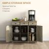 Modern Sideboard, Buffet Cabinet with Storage Cabinets, Drawers and Adjustable Shelves for Living Room, Washed Grey
