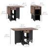 Rustic Brown Folding Dining Table with Drawer And Shelves Space Saving Drop Leaf Design for Kitchen And Dining Room