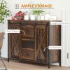 Industrial Buffet Cabinet, Kitchen Sideboard with Sliding Barn Doors, Three Drawers and Adjustable Shelves, Rustic Brown