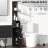Tall Bathroom Storage Cabinet, Narrow Bathroom Cabinet with Drawers and Open Shelves for Small Spaces, Black