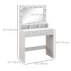 Vanity Table, Makeup Dressing Table with LED Lighting Mirror, Drawers, for Bedroom, White
