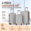 3-Piece PP Hardshell Luggage Set, Lightweight Suitcases with 4 Silent Spinner Wheels & TSA Lock, 20"/24"/28", Grey