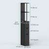 Tall Bathroom Storage Cabinet, Narrow Bathroom Cabinet with Drawers and Open Shelves for Small Spaces, Black