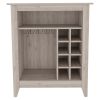 Essential Bar Cabinet, One Open Shelf, Six Built-in Wine Rack, One Drawer -Light Gray