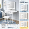 White Vanity Desk with LED Mirror, Makeup Vanity Table with 2 Drawers, Built-in Power Outlet & USB Ports
