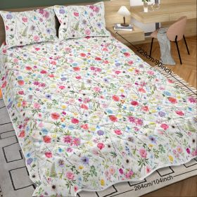 Red Floral Quilt 3 Pieces Microfiber Quilt Sets Lightweight Bedspreads Botanical Coverlets Quilt Bedding Set All Season Quilts Twin Full Queen Ki (Option: King-Pink)