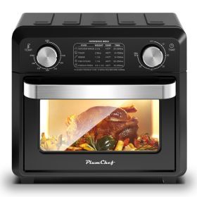 11QT Compact Air Fryer Toaster Oven, 1000W, Convection Countertop, With Reference Menus, 2-Slice Toaster, Adjustable Time And Temperature, Black, (Option: Black)