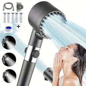 Shower Head, High Pressure Flow Multiple Modes, 5 Layers Filter, Hard Water Power Rinse, With Switch, Suitable For Pet Bathing, Vertical Shower, (Option: Normal9piecesetwith5filters)