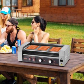 Electric 12 Hot Dog 5 Roller Commercial Sausage Grill Cooker Machine 750W (Option: Silver)