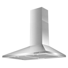 Range Hood 30 Inch,Wall Mount Range Hood In Stainless Steel With Ducted/Ductless Convertible,Stove Vent Hood With Aluminum Filters,3 Speed Exhaus (Option: Silver)